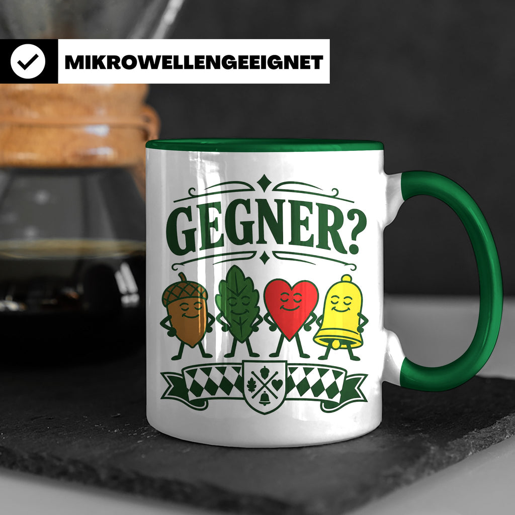 Schafkopf Tasse Gegner - Lustiges Geschenk für Schafkopfer K – Grün [farbe:grün]