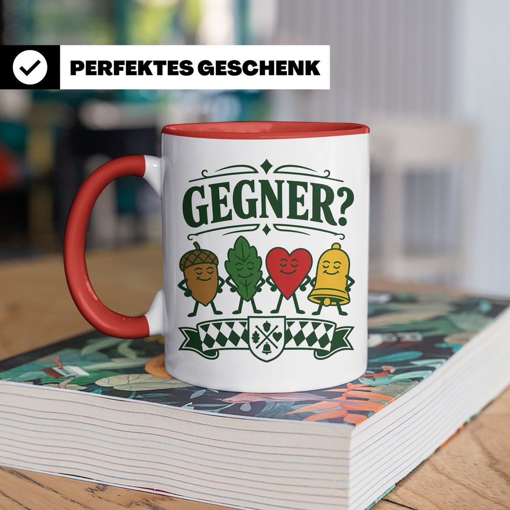 Schafkopf Tasse Gegner - Lustiges Geschenk für Schafkopfer K – Rot [farbe:rot]