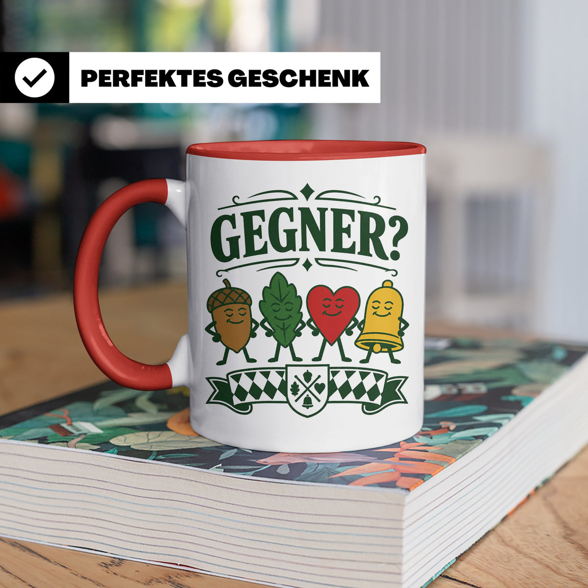 Schafkopf Tasse Gegner - Lustiges Geschenk für Schafkopfer K – Rot [farbe:rot]