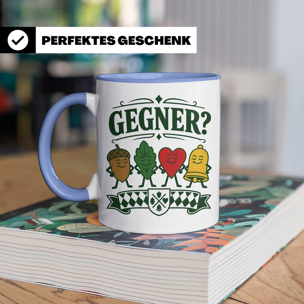 Schafkopf Tasse Gegner - Lustiges Geschenk für Schafkopfer K – Blau [farbe:blau]