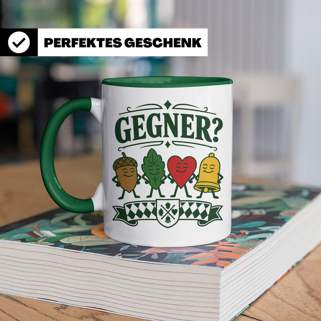 Schafkopf Tasse Gegner - Lustiges Geschenk für Schafkopfer K – Grün [farbe:grün]