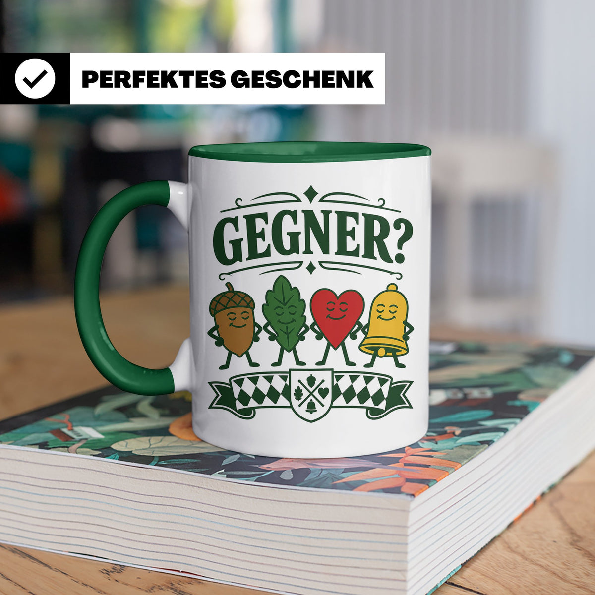 Schafkopf Tasse Gegner - Lustiges Geschenk für Schafkopfer K – Grün [farbe:grün]