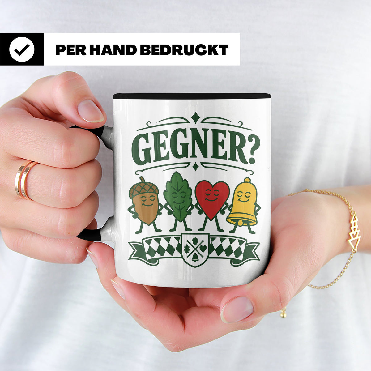 Schafkopf Tasse Gegner - Lustiges Geschenk für Schafkopfer K – Schwarz [farbe:schwarz]