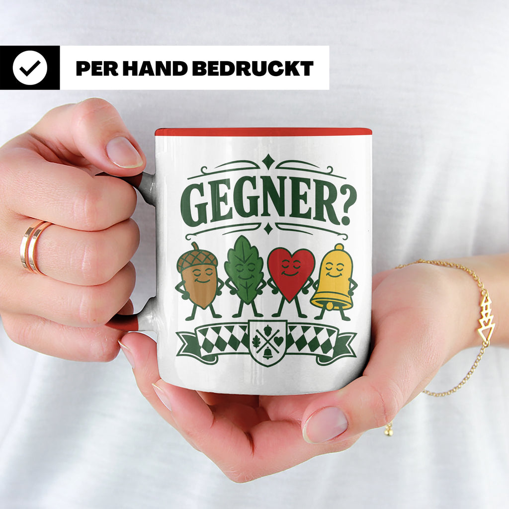 Schafkopf Tasse Gegner - Lustiges Geschenk für Schafkopfer K – Rot [farbe:rot]