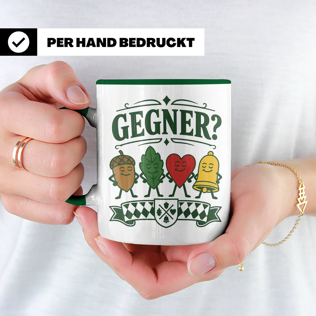 Schafkopf Tasse Gegner - Lustiges Geschenk für Schafkopfer K – Grün [farbe:grün]