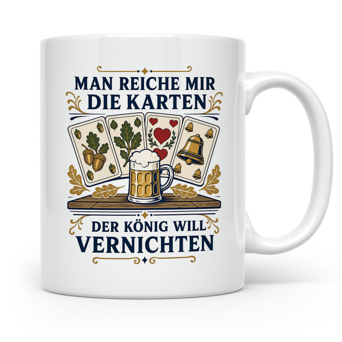 Schafkopf Tasse Man reiche mir die Karten - Lustiges Geschen – Weiß [farbe:weiß]