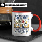 Schafkopf Tasse Man reiche mir die Karten - Lustiges Geschen – Rot [farbe:rot]