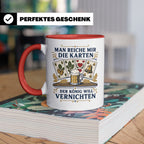 Schafkopf Tasse Man reiche mir die Karten - Lustiges Geschen – Rot [farbe:rot]