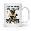 Schutzhund Tasse Was hat 4 Beine und einen Arm - Lustiges Ge – Weiß [farbe:weiß]