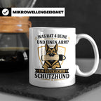 Schutzhund Tasse Was hat 4 Beine und einen Arm - Lustiges Ge – Weiß [farbe:weiß]