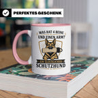 Schutzhund Tasse Was hat 4 Beine und einen Arm - Lustiges Ge – Rosa [farbe:rosa]