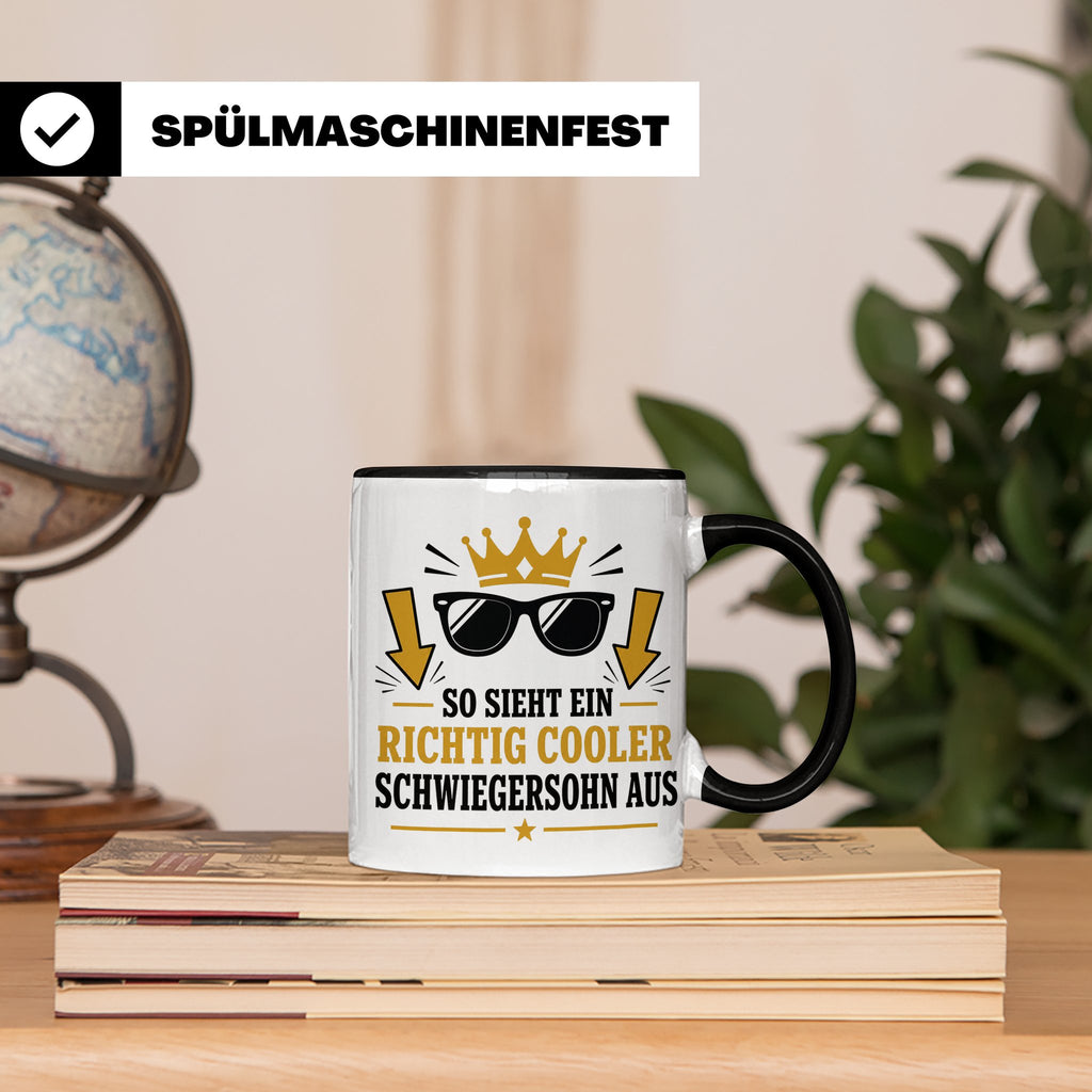 Schwiegersohn Tasse So sieht ein richtig cooler Schwiegersoh – Schwarz [farbe:schwarz]