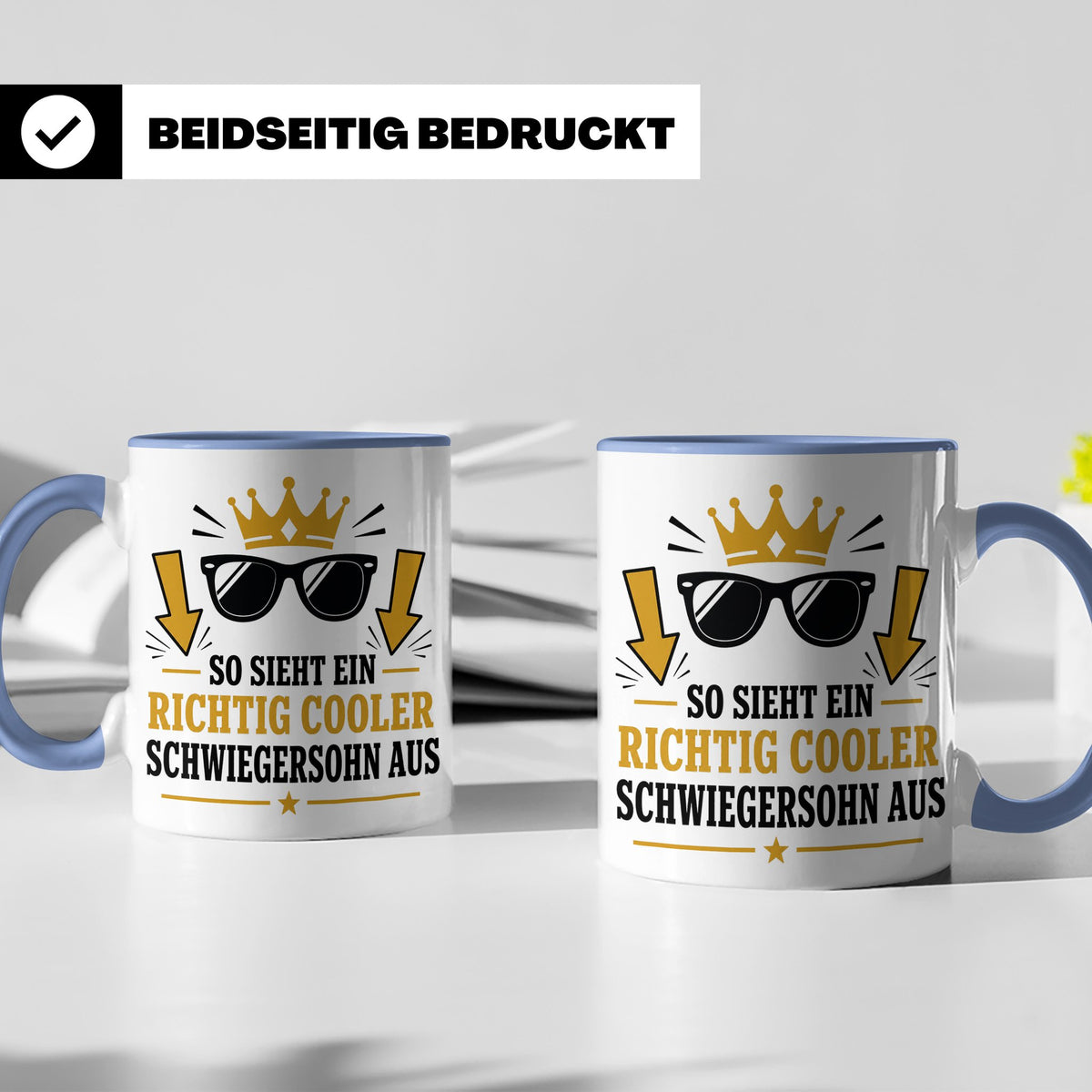 Schwiegersohn Tasse So sieht ein richtig cooler Schwiegersoh – Blau [farbe:blau]