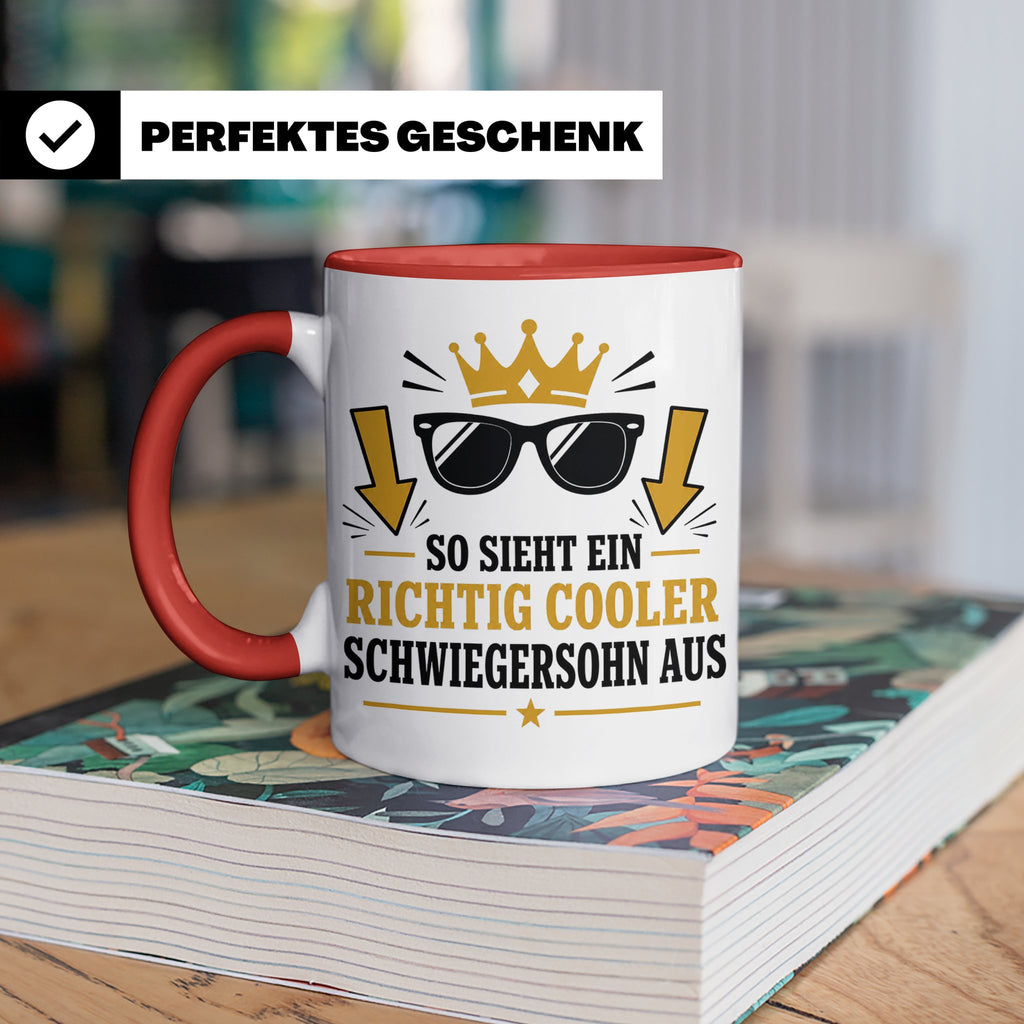 Schwiegersohn Tasse So sieht ein richtig cooler Schwiegersoh – Rot [farbe:rot]