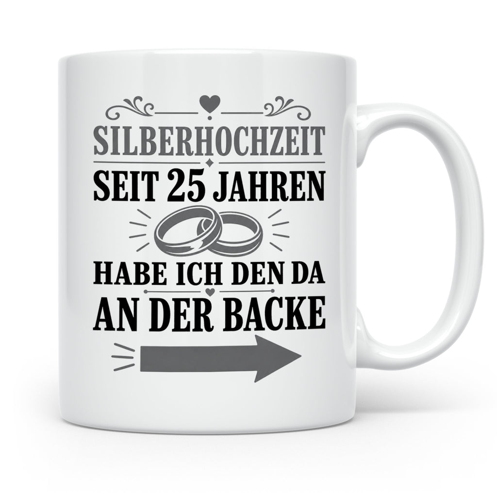 Silberhochzeit Tasse Seit 25 Jahren habe ich den da an der B – Weiß [farbe:weiß]