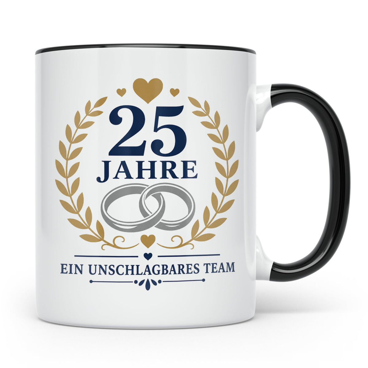 Silberhochzeit Tasse 25 Jahre ein unschlagbares Team - Gesch – Schwarz [farbe:schwarz]
