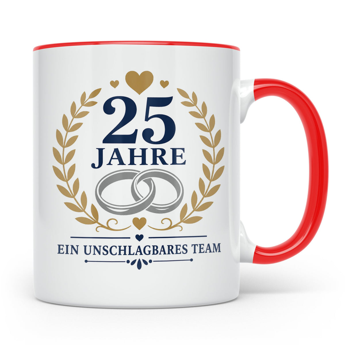 Silberhochzeit Tasse 25 Jahre ein unschlagbares Team - Gesch – Rot [farbe:rot]