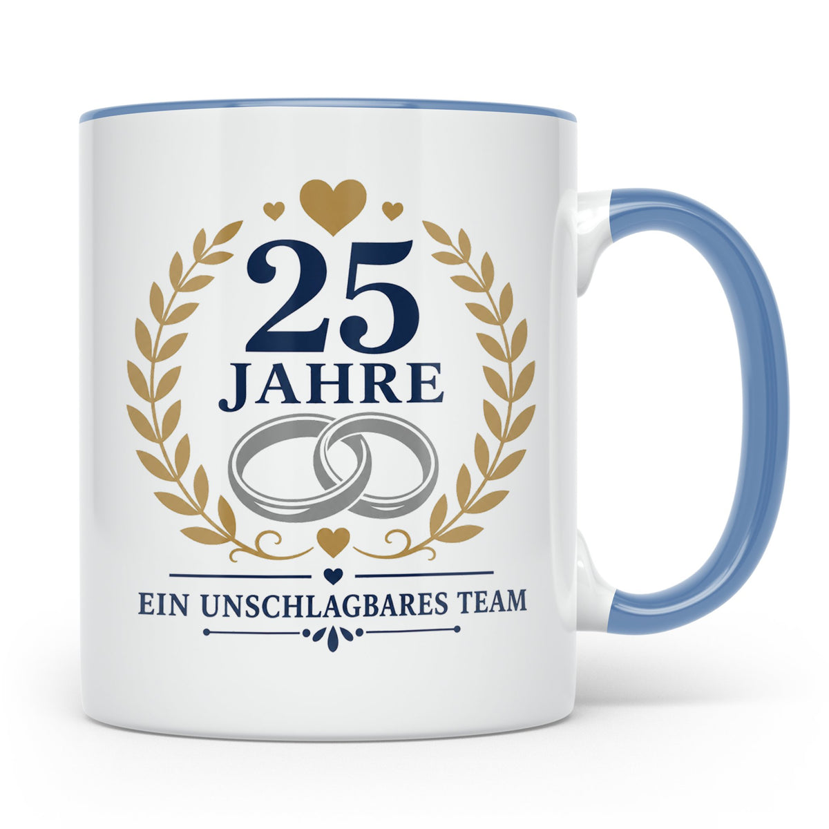 Silberhochzeit Tasse 25 Jahre ein unschlagbares Team - Gesch – Blau [farbe:blau]