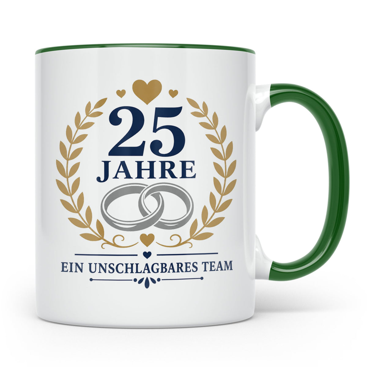 Silberhochzeit Tasse 25 Jahre ein unschlagbares Team - Gesch – Grün [farbe:grün]