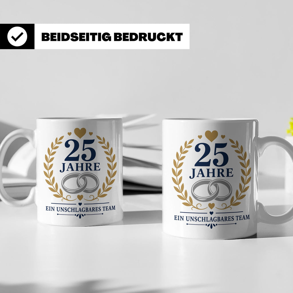 Silberhochzeit Tasse 25 Jahre ein unschlagbares Team - Gesch – Weiß [farbe:weiß]