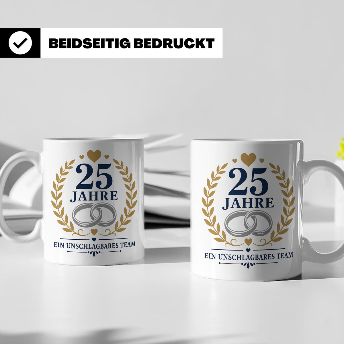 Silberhochzeit Tasse 25 Jahre ein unschlagbares Team - Gesch – Weiß [farbe:weiß]