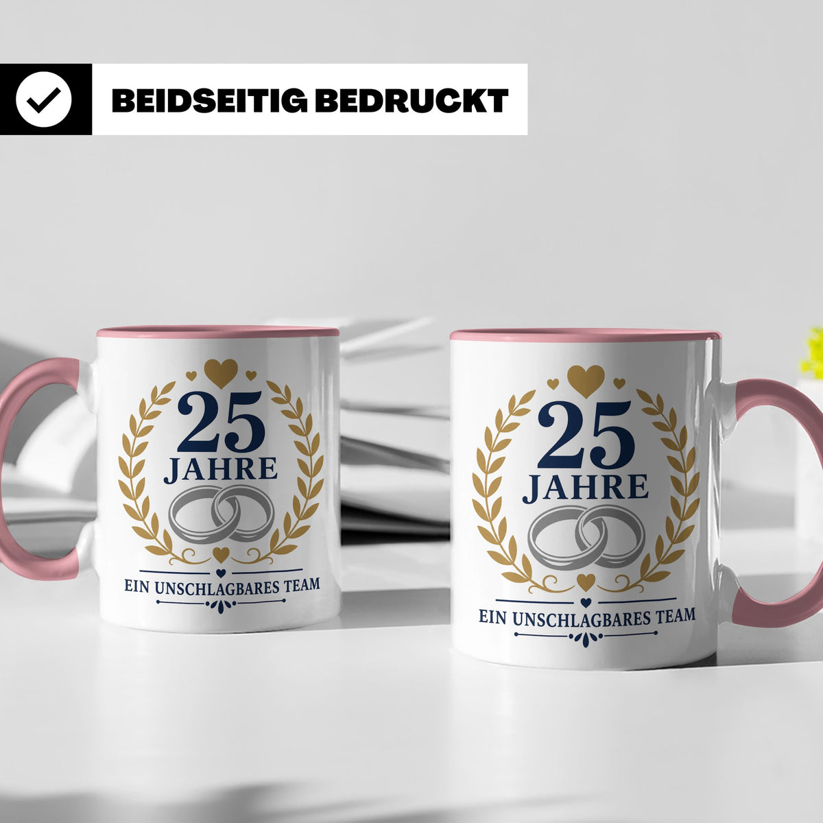 Silberhochzeit Tasse 25 Jahre ein unschlagbares Team - Gesch – Rosa [farbe:rosa]