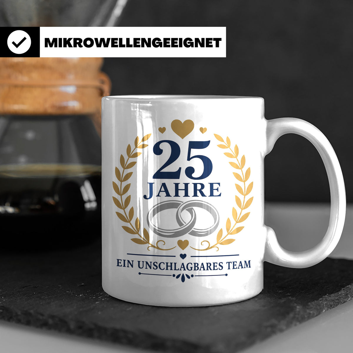 Silberhochzeit Tasse 25 Jahre ein unschlagbares Team - Gesch – Weiß [farbe:weiß]