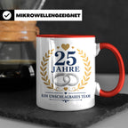 Silberhochzeit Tasse 25 Jahre ein unschlagbares Team - Gesch – Rot [farbe:rot]