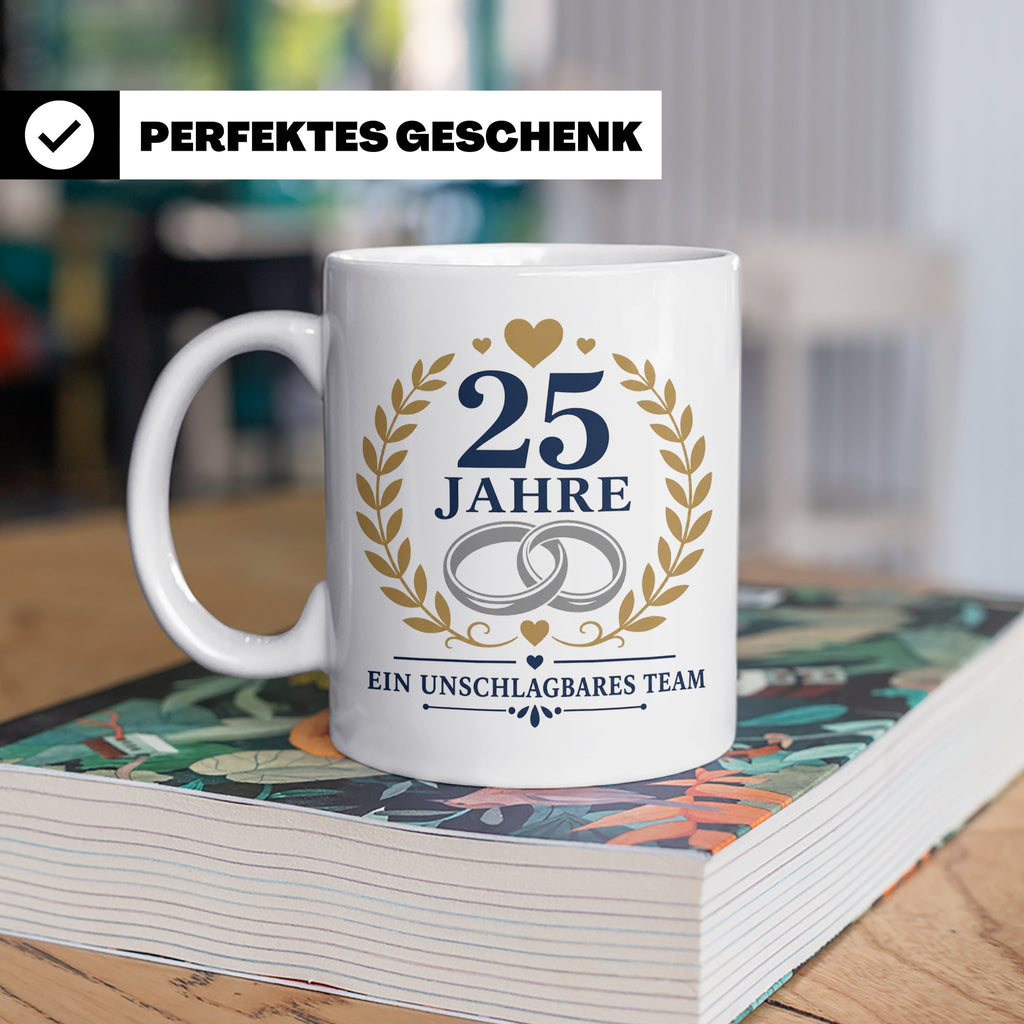 Silberhochzeit Tasse 25 Jahre ein unschlagbares Team - Gesch – Weiß [farbe:weiß]