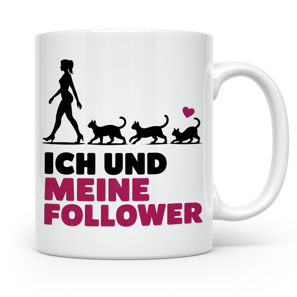 Katzen Follower Tasse - Cat Mom Spruch Geschenkidee - Liebli – Weiß [farbe:weiß]