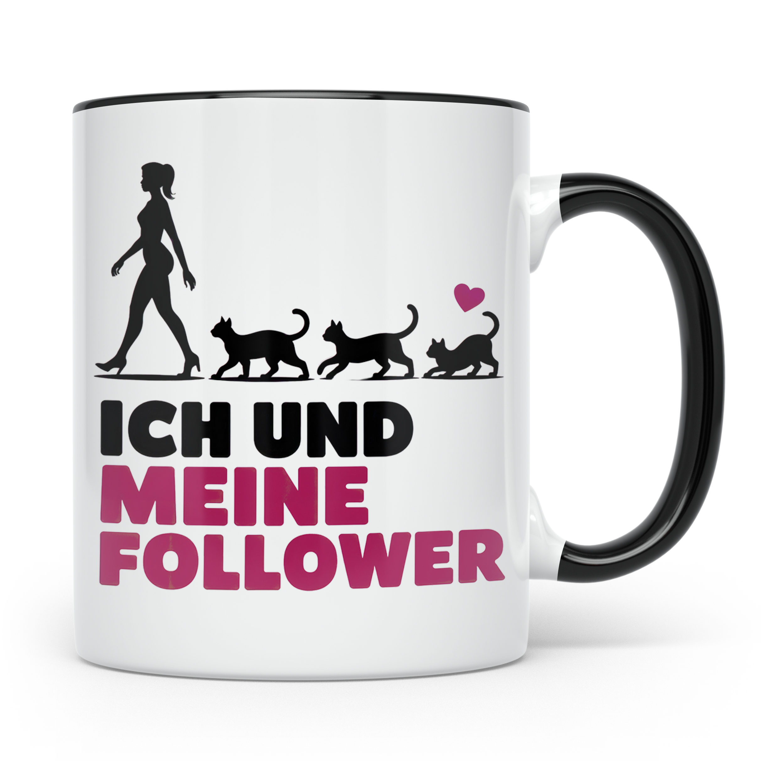 Katzen Follower Tasse - Cat Mom Spruch Geschenkidee - Liebli – Schwarz [farbe:schwarz]