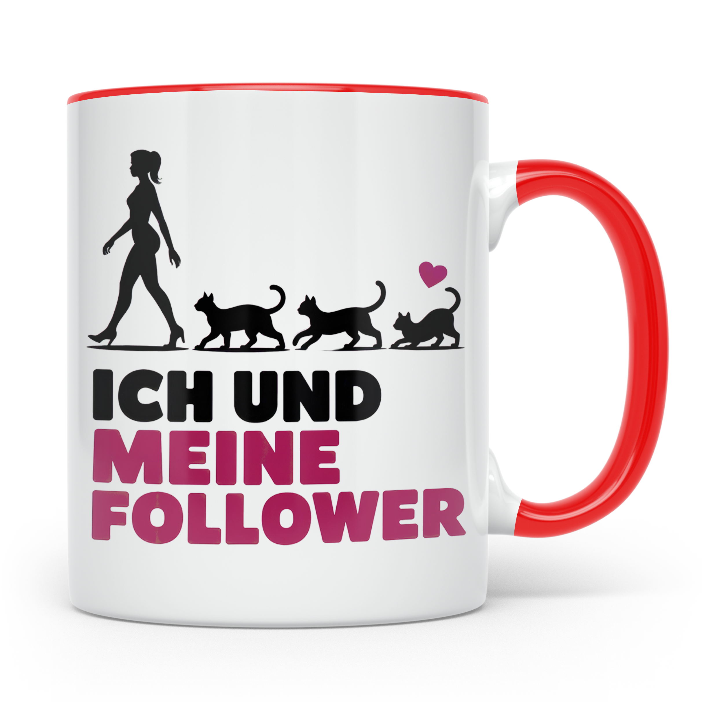 Katzen Follower Tasse - Cat Mom Spruch Geschenkidee - Liebli – Rot [farbe:rot]