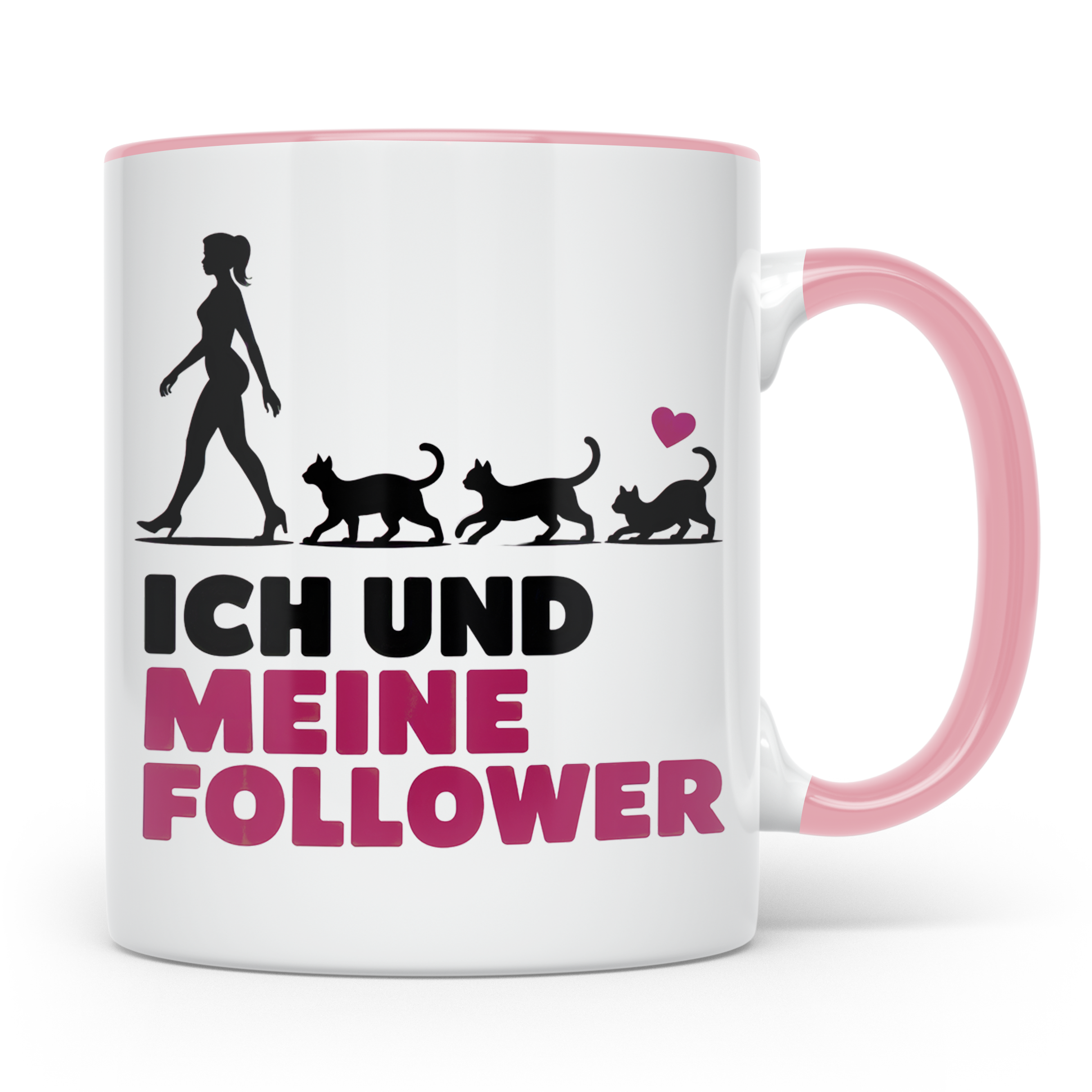 Katzen Follower Tasse - Cat Mom Spruch Geschenkidee - Liebli – Rosa [farbe:rosa]