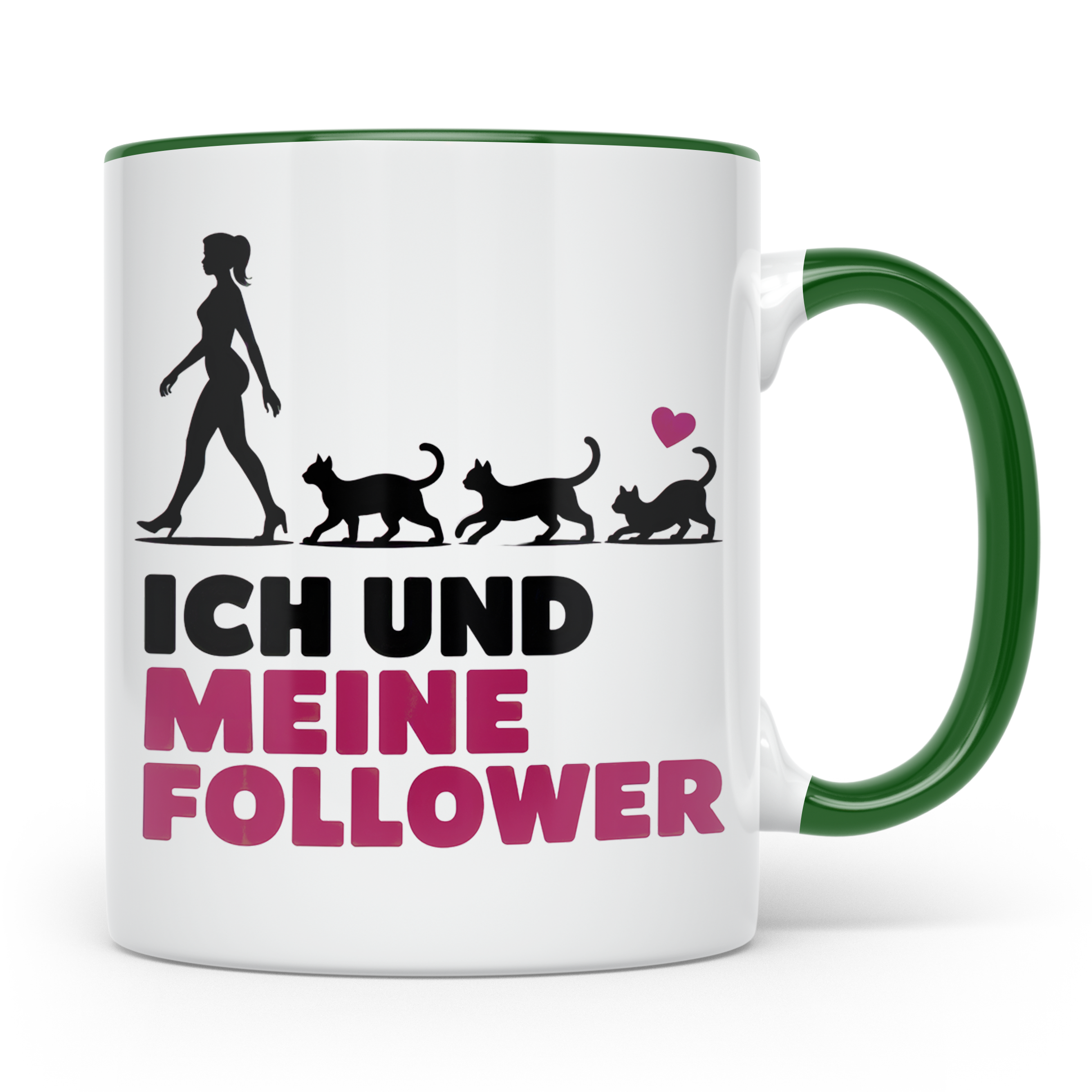 Katzen Follower Tasse - Cat Mom Spruch Geschenkidee - Liebli – Grün [farbe:grün]