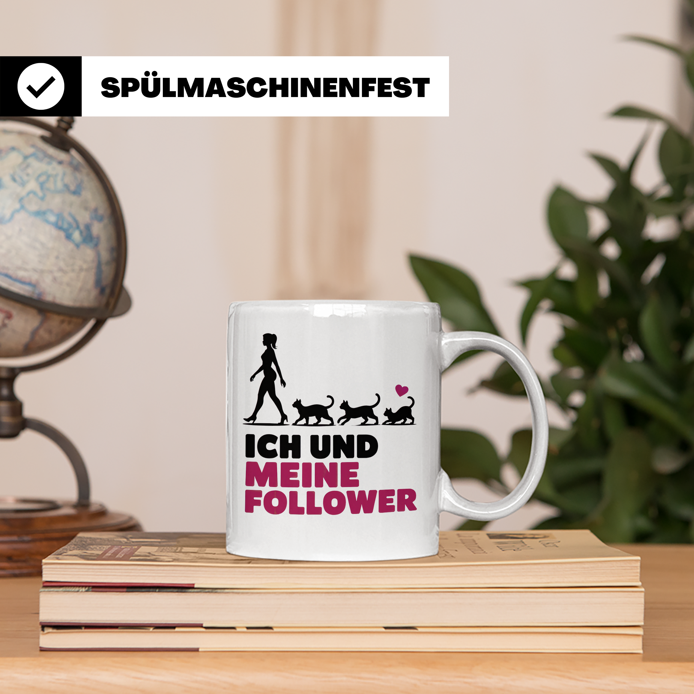 Katzen Follower Tasse - Cat Mom Spruch Geschenkidee - Liebli – Weiß [farbe:weiß]