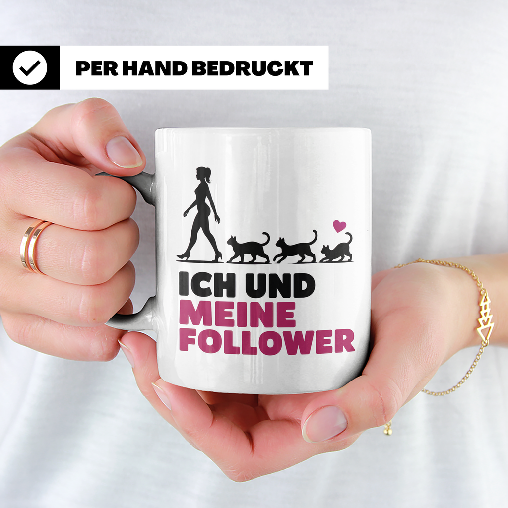 Katzen Follower Tasse - Cat Mom Spruch Geschenkidee - Liebli – Weiß [farbe:weiß]