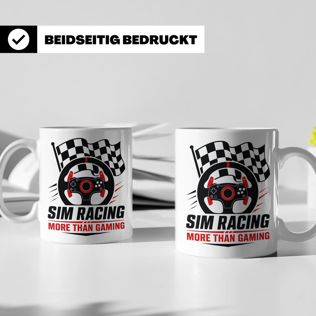 Sim Racing Tasse More than Gaming - Geschenk für Sim Racer G – Weiß [farbe:weiß]