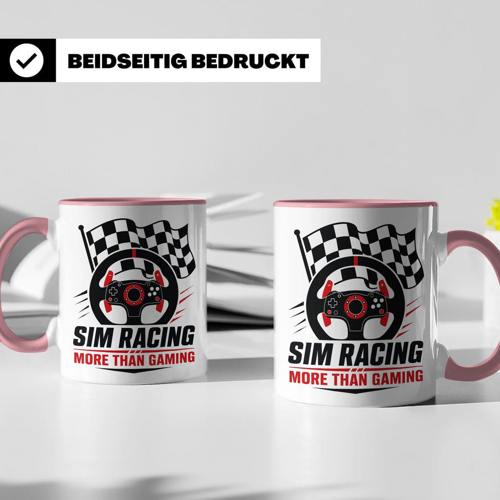 Sim Racing Tasse More than Gaming - Geschenk für Sim Racer G – Rosa [farbe:rosa]