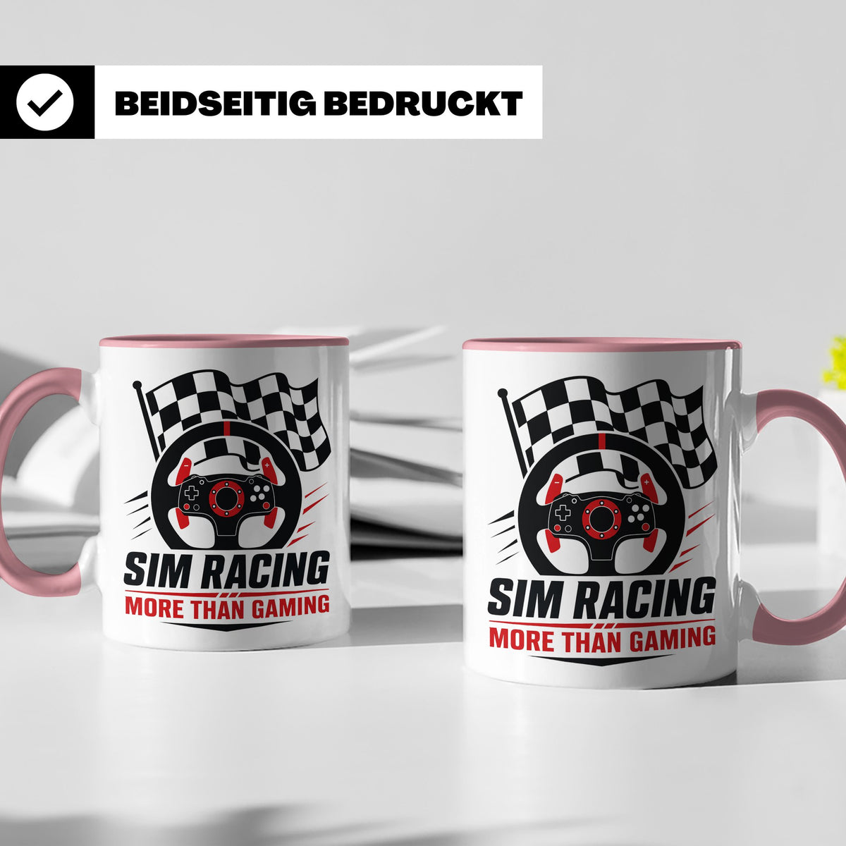 Sim Racing Tasse More than Gaming - Geschenk für Sim Racer G – Rosa [farbe:rosa]