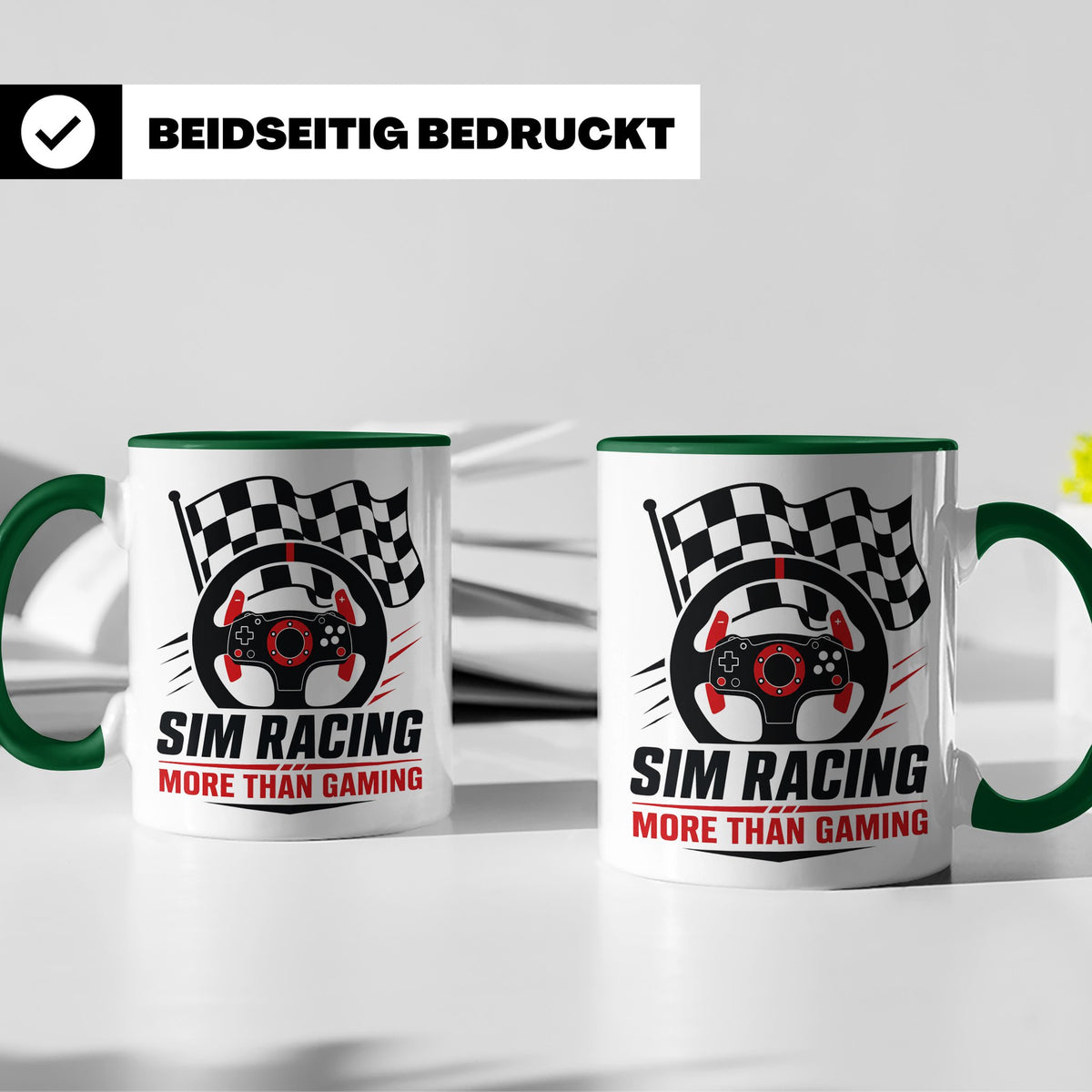 Sim Racing Tasse More than Gaming - Geschenk für Sim Racer G – Grün [farbe:grün]
