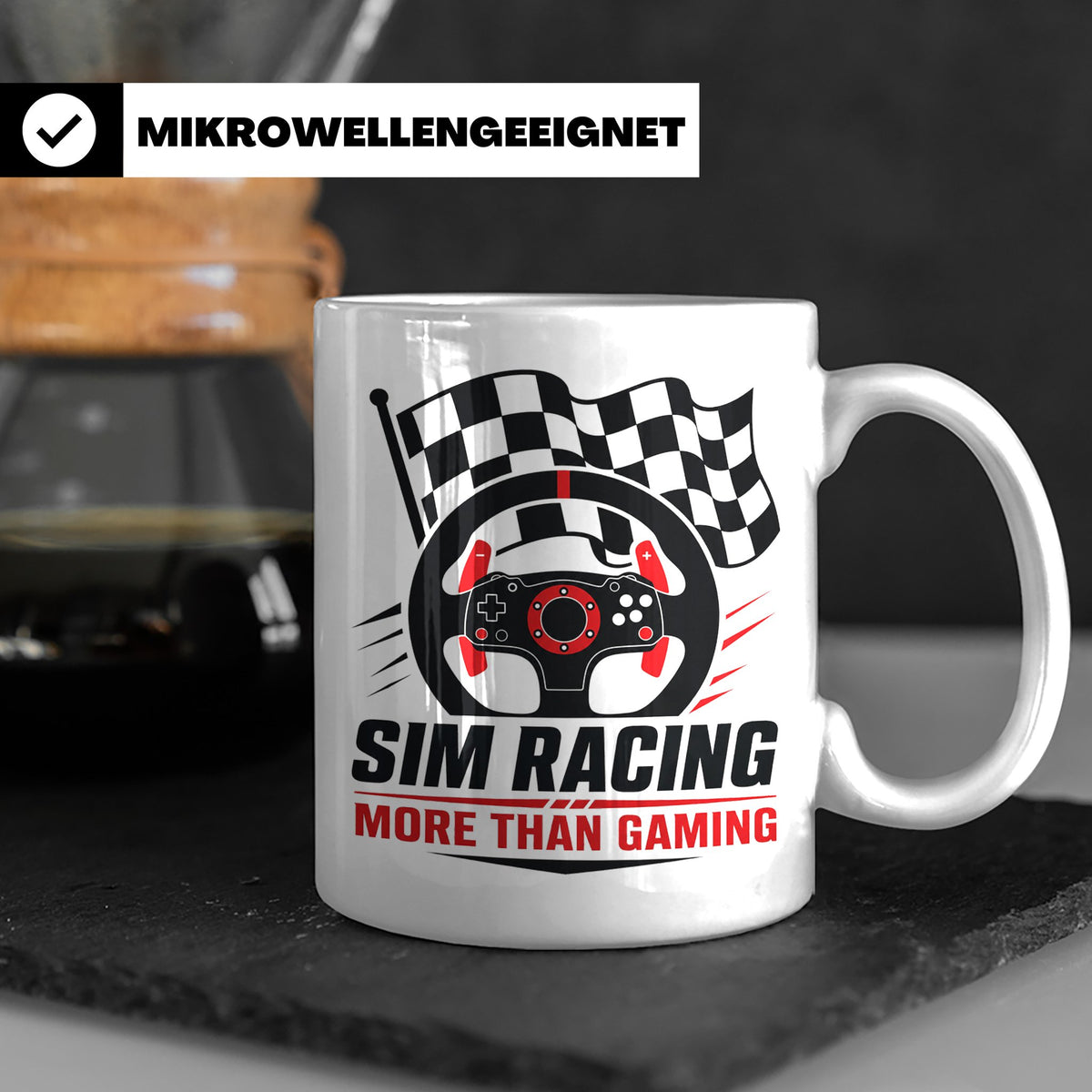 Sim Racing Tasse More than Gaming - Geschenk für Sim Racer G – Weiß [farbe:weiß]