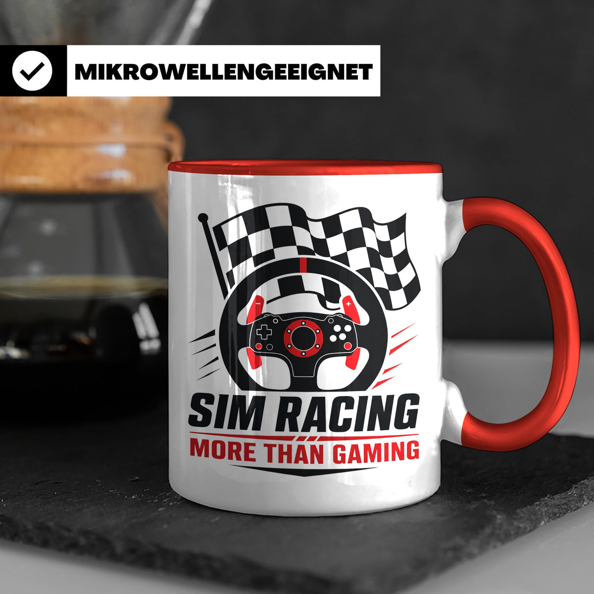Sim Racing Tasse More than Gaming - Geschenk für Sim Racer G – Rot [farbe:rot]
