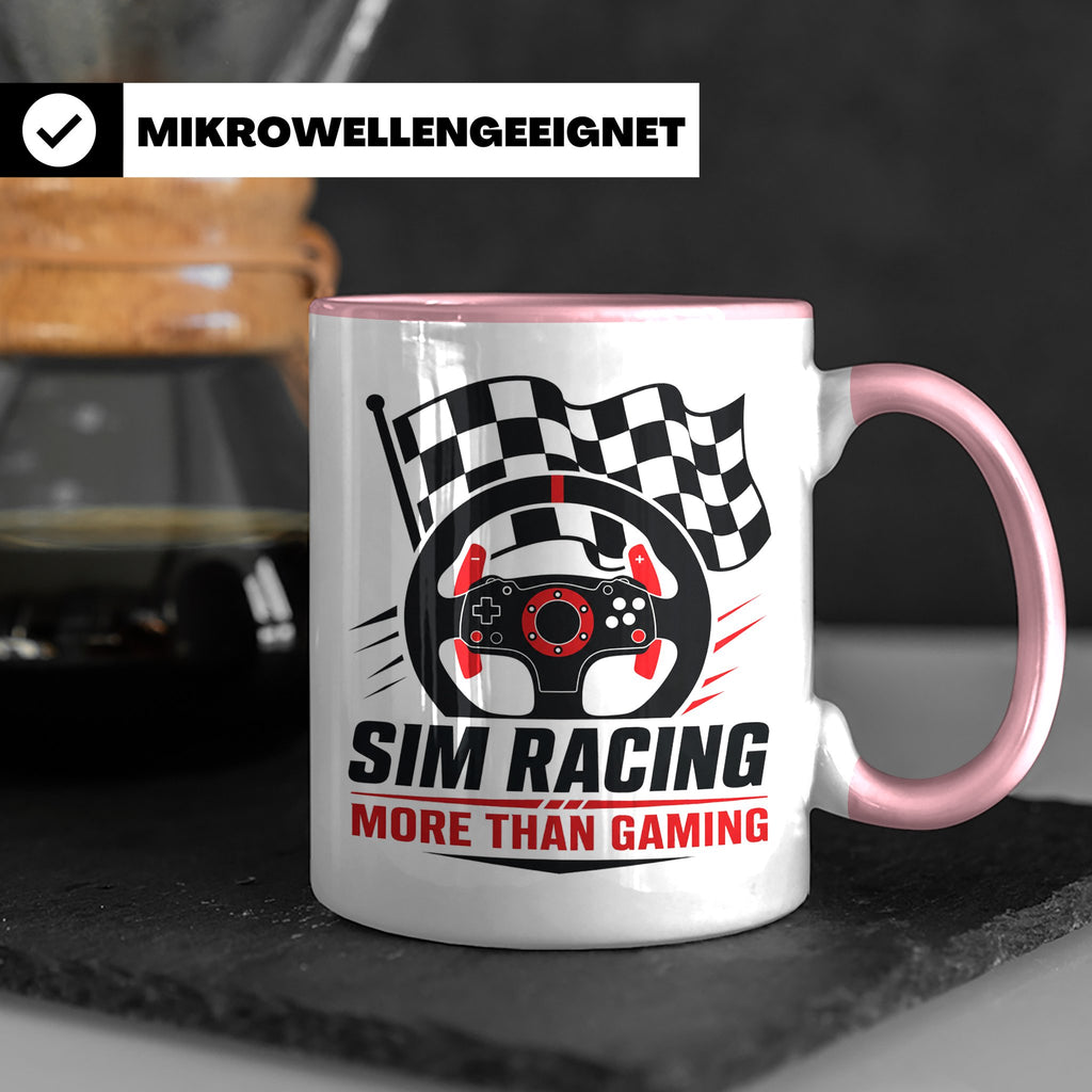 Sim Racing Tasse More than Gaming - Geschenk für Sim Racer G – Rosa [farbe:rosa]