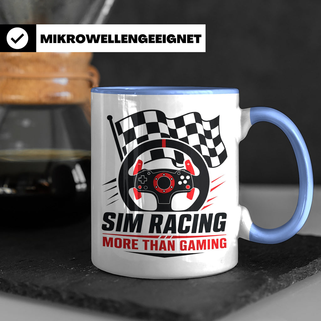 Sim Racing Tasse More than Gaming - Geschenk für Sim Racer G – Blau [farbe:blau]