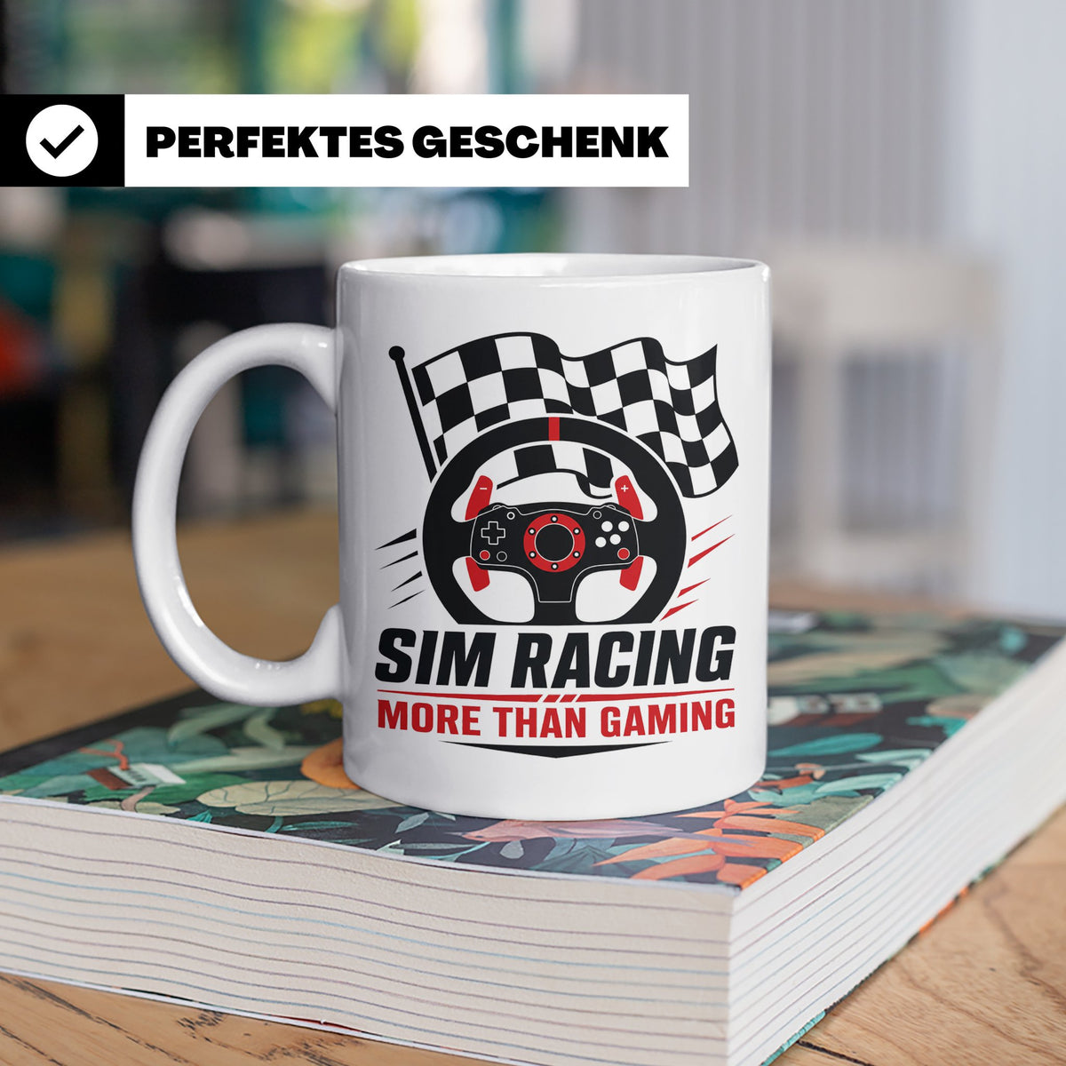 Sim Racing Tasse More than Gaming - Geschenk für Sim Racer G – Weiß [farbe:weiß]