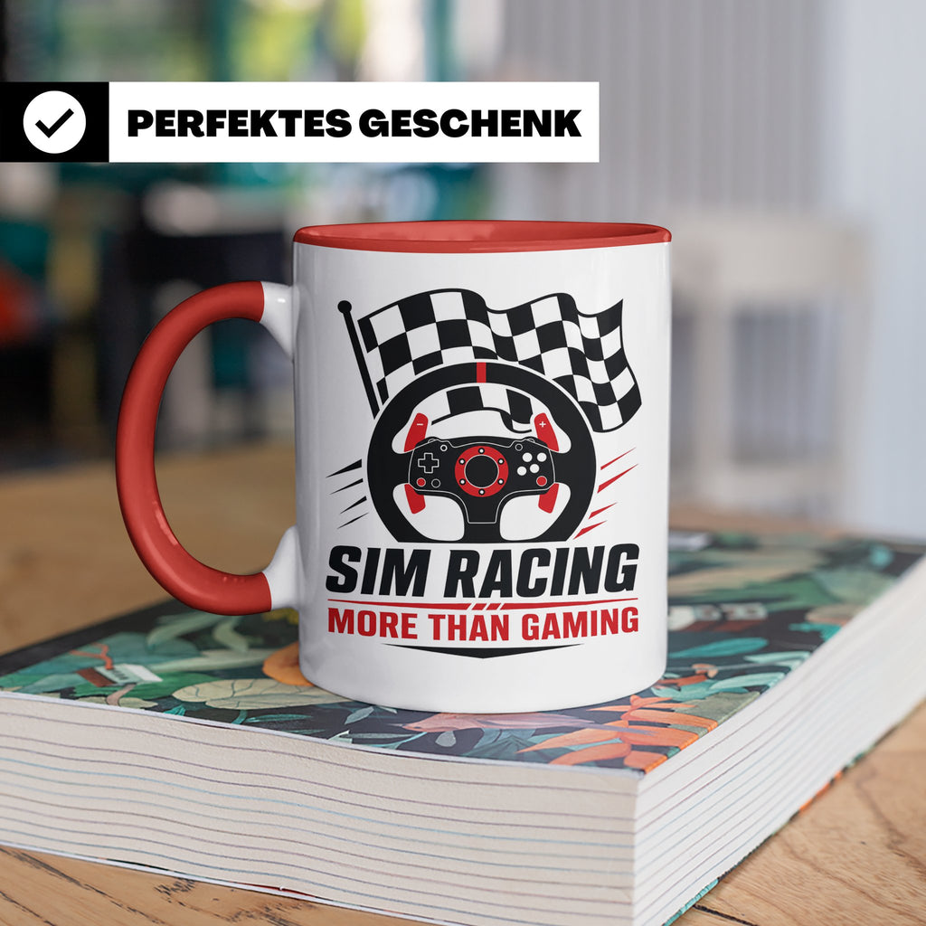 Sim Racing Tasse More than Gaming - Geschenk für Sim Racer G – Rot [farbe:rot]
