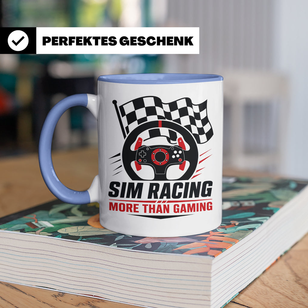 Sim Racing Tasse More than Gaming - Geschenk für Sim Racer G – Blau [farbe:blau]