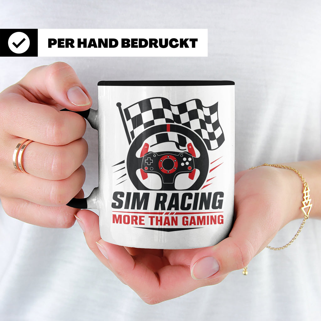 Sim Racing Tasse More than Gaming - Geschenk für Sim Racer G – Schwarz [farbe:schwarz]