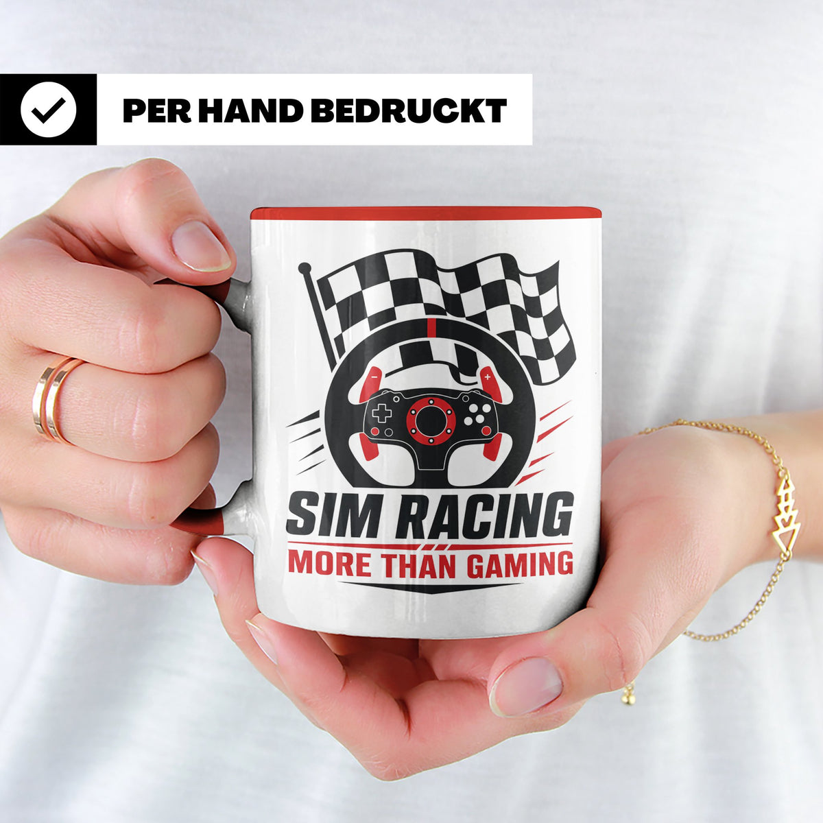 Sim Racing Tasse More than Gaming - Geschenk für Sim Racer G – Rot [farbe:rot]