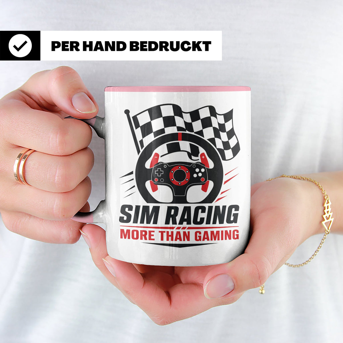 Sim Racing Tasse More than Gaming - Geschenk für Sim Racer G – Rosa [farbe:rosa]